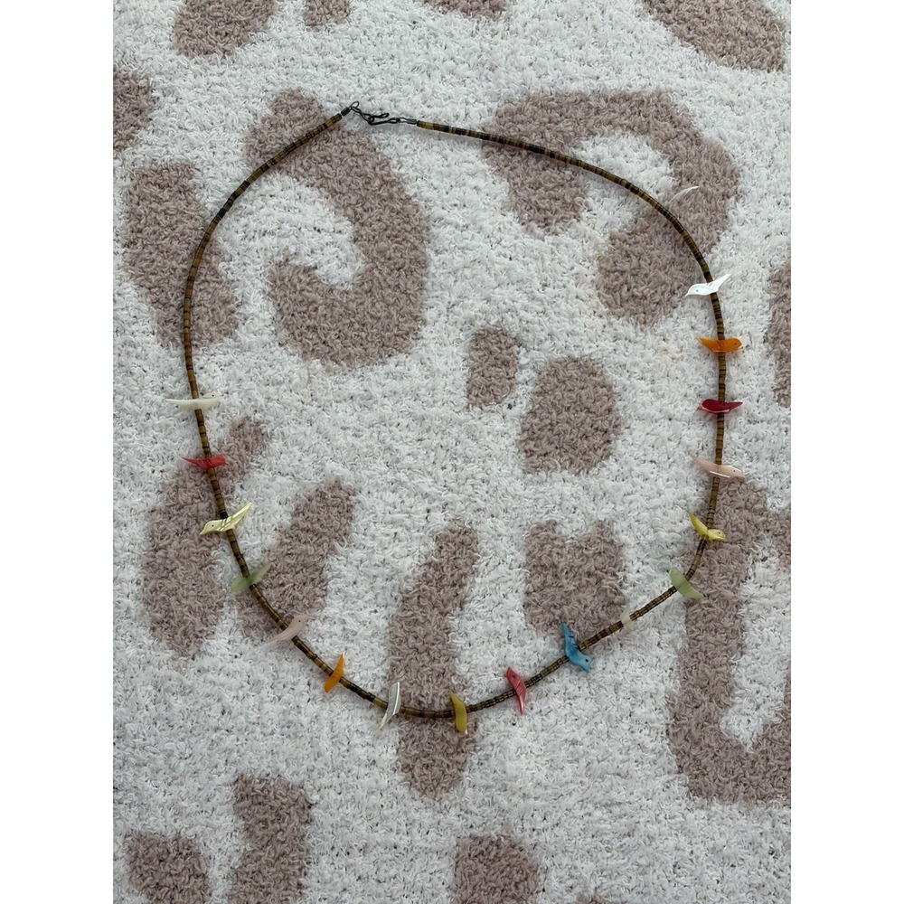Vintage Native American Zuni-style "bird fetish" single-strand necklace.  26"